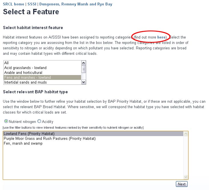 SSSI feature selection
