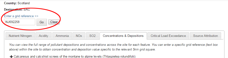 entering a grid reference