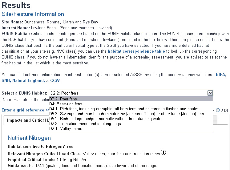SSSI results page
