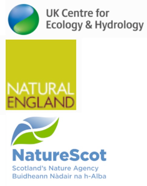 logos of UKCEH, Natural England and NatureScot